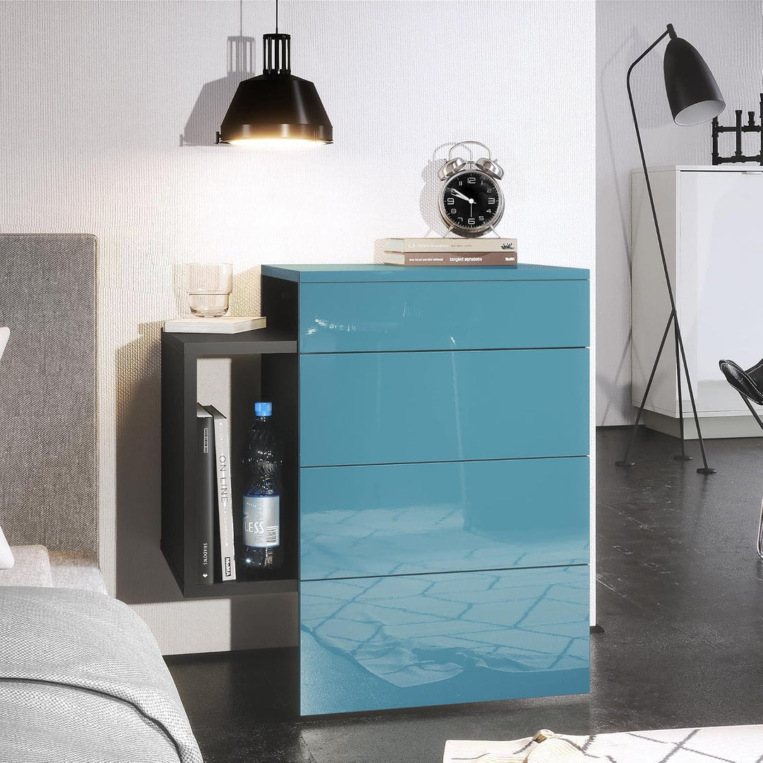 Vladon Nachttisch Queens, Nachttischschrank mit 2 Schubladen und 1 seitlichem Fach zur Wandmontage,