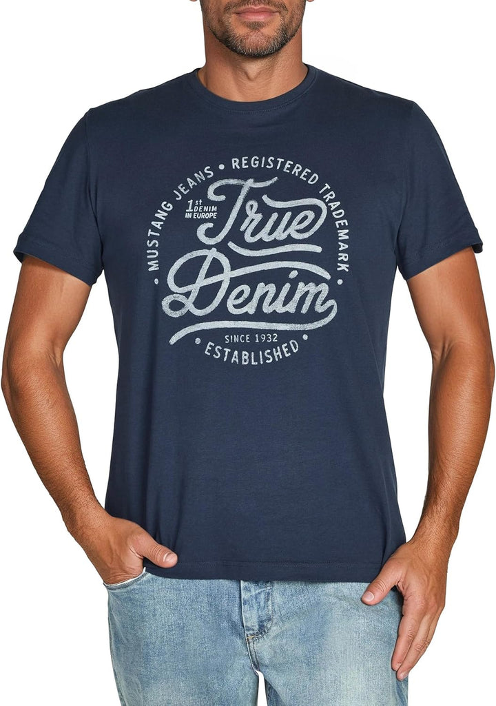 MUSTANG Herren T-Shirt 4er Pack Frontprint O-Neck Rundhalsausschnitt Kurzarm Regular Tee Shirt 100%