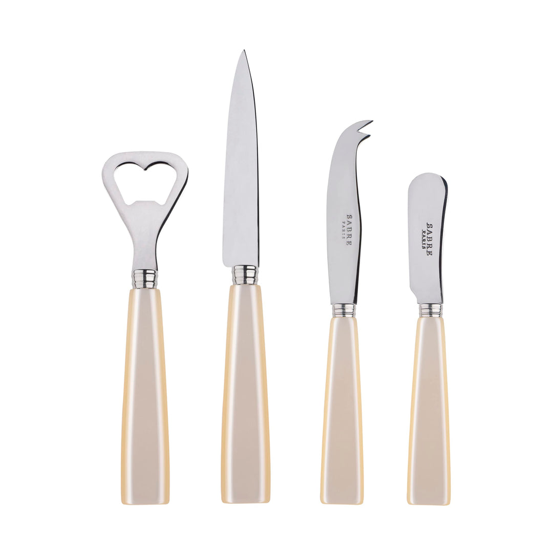 SABRE PARIS - Apero-Set, 4-teilig - Icon - Flaschenöffner, Spickmesser, kleines Käse- & Buttermesser