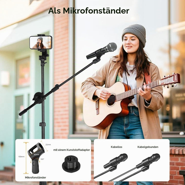Aureday Ringlicht mit Stativ, 12 Zoll Selfie Ringlicht mit 62 Zoll Stativ Ständer Overhead-Aufnahme
