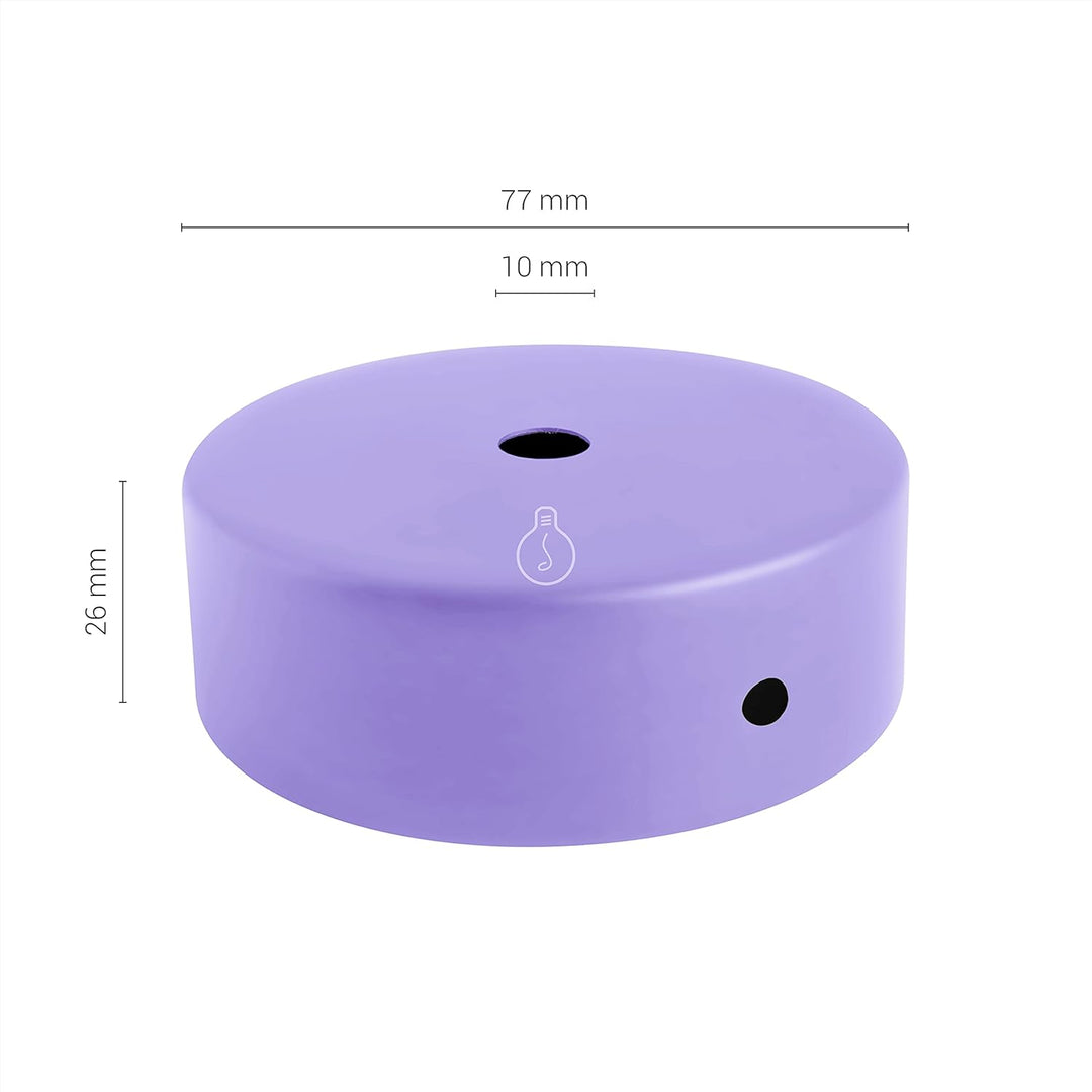 AMARCORDS - 5 Baldachin rosetten aus Metall, Farbe LAVENDEL, Lampengehäuse komplett mit Kabelklemmen
