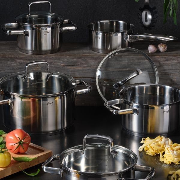 RÖSLE CHARM Topf-Set 4-tlg., hochwertiges Universaltopfset mit 3 Kochtöpfen und 1 Stielkasserolle, E