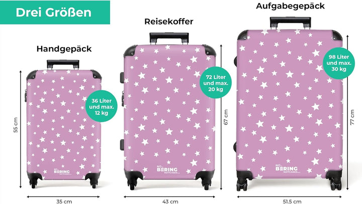 NoBoringSuitcases.com® Koffer XL Gross 77x51.5x28 cm Hartschale Reisekoffer 4 Rollen Leicht Koffer T
