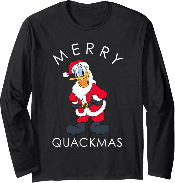 Disney Santa Donald Duck Merry Quackmas Holiday Langarmshirt