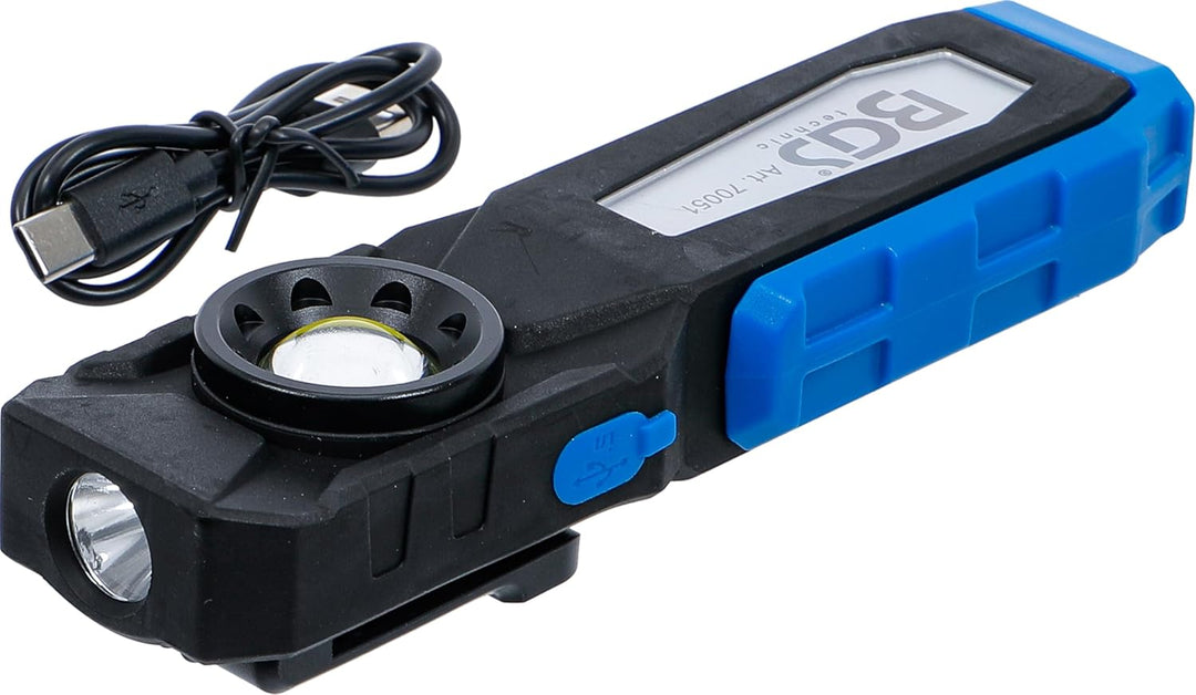 BGS 70051 | COB-LED-Werkstattleuchte mit Magnet und Haken | klappbar | Akku | Arbeitsleuchte | Werks