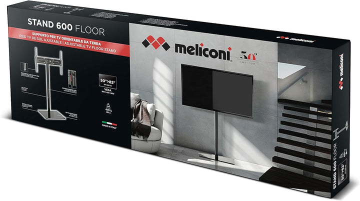 Meliconi Stand 600 Floor ist die Neue TV-Standfusshalterung, mit der Sie Ihren Fernseher sowohl hori