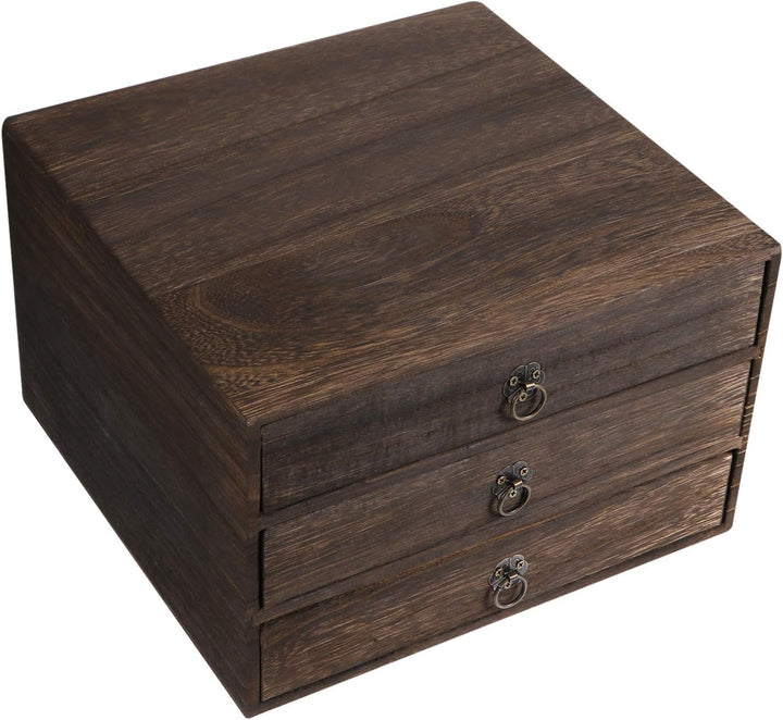 UPKOCH Schubladenbox Holzbox Holzkisten Holzschubladen Schubladencontainer Organizer 3 Schubladen Au