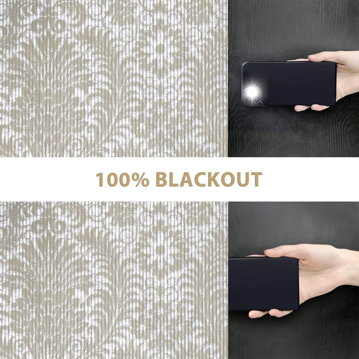 always4u 100% Blickdicht Vorhang Elegante Gardinen mit Sliber Muster Verdunkelung Schallschutz mit Ö
