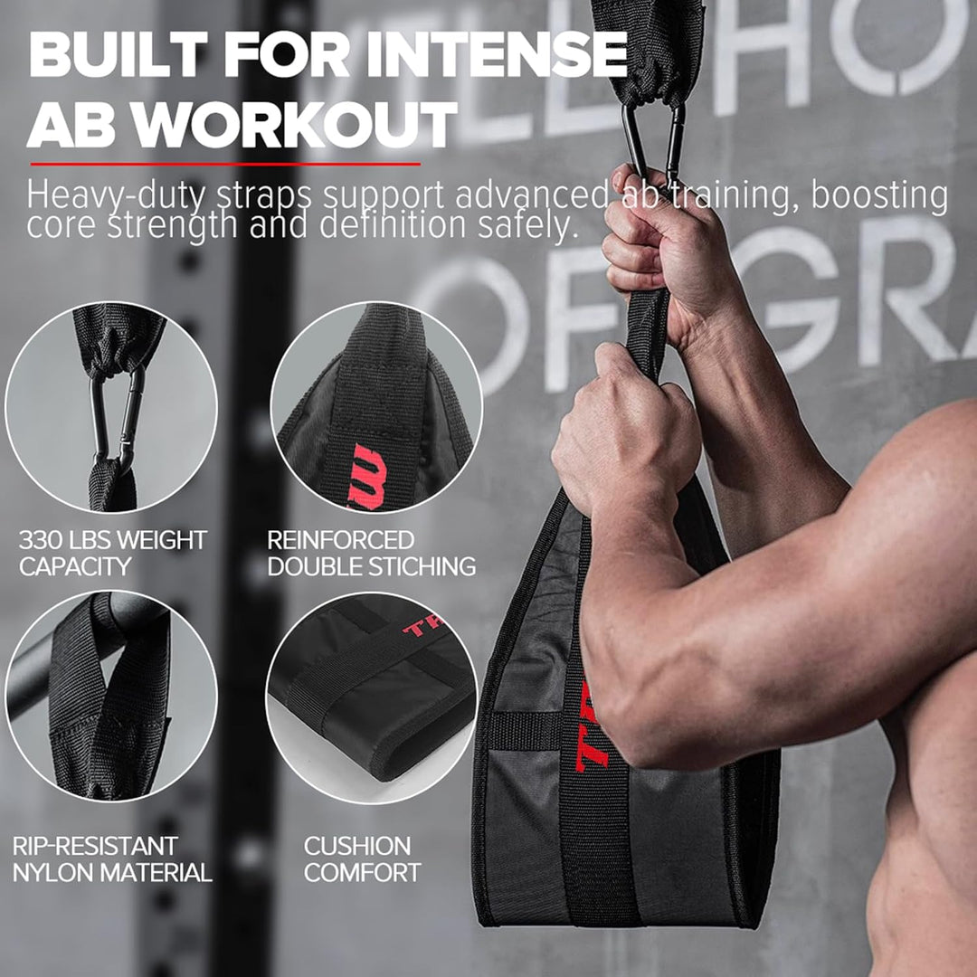 Bauchschlingen, tragbar, für Klimmzugstange, hängende Beinerhöhung, Fitness (schwarz, 1 Paar)