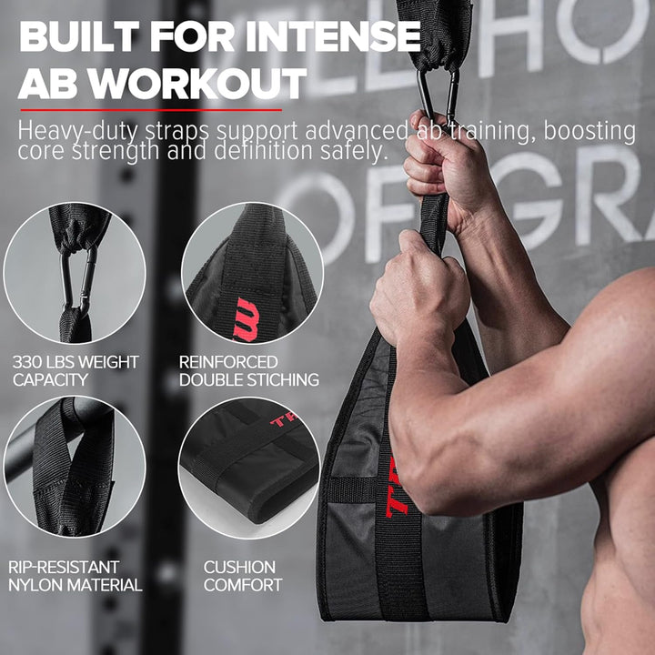 Bauchschlingen, tragbar, für Klimmzugstange, hängende Beinerhöhung, Fitness (schwarz, 1 Paar)