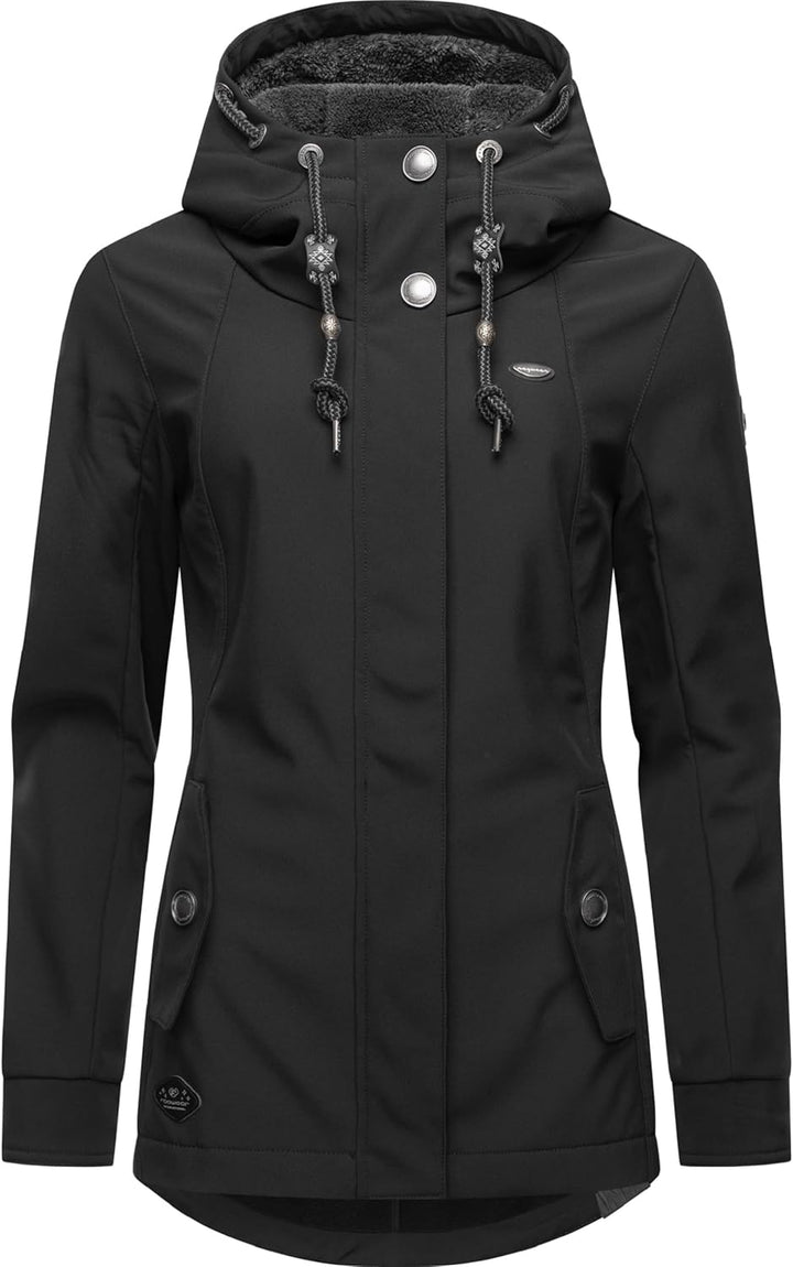 Ragwear Damen Übergangsjacke Funktionsjacke Softshelljacke wasserabweisend mit Kapuze Monadde Softsh