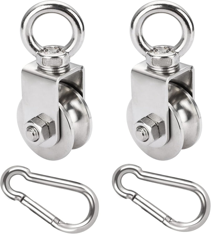 GothicBride 2 Pack 48 mm Umlenkrolle mit Kugellager, 500 kg Tragende Umlenkrolle Stahlseil, Edelstah