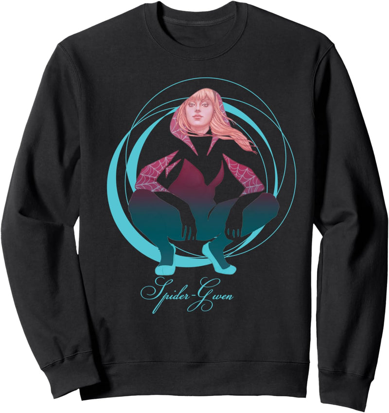 Marvel Spider-Gwen Crouching Abstract Swirl Sweatshirt