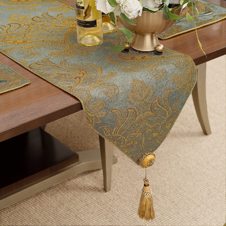Tischläufer mit Quasten, Jacquard Tischdecke für Esstisch Urlaub Party Wohnzimmer Dekoration (33x228