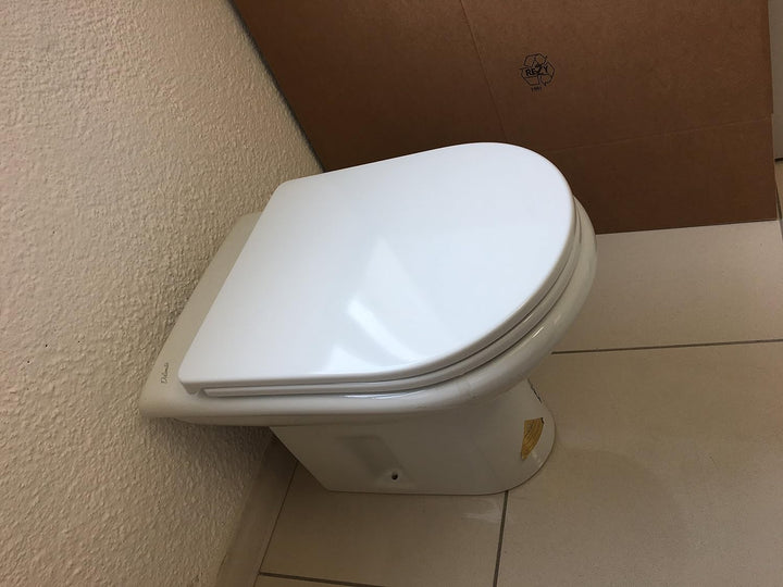 WC-Sitz aus Duroplast, Serie Clodia del Dolomite, Weiss mit abnehmbaren Edelstahl-Scharnieren.