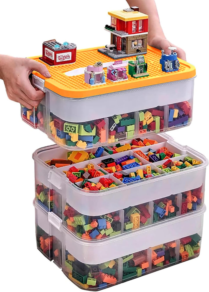 Aufbewahrungsbox für Lego Bausteine Ablagefächer Stapelbar Kisten Spielzeug Aufbewahrung mit Deckel