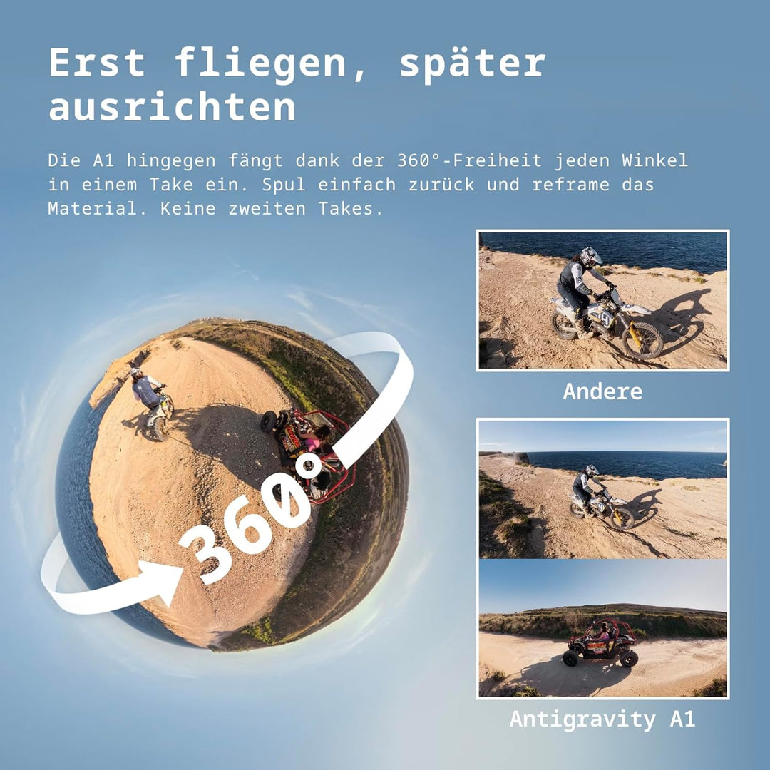 Antigravity A1 Explorer-Bundle (3 Akkus) – 8K 360°-Drohne für immersives Fliegen, Point-to-Fly-Steue