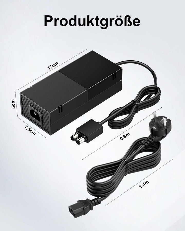 Xbox One Netzteil für Xbox One Konsolen Adapter Ladegerät mit EU Ladekable onsole Ersatz Kit Netztei