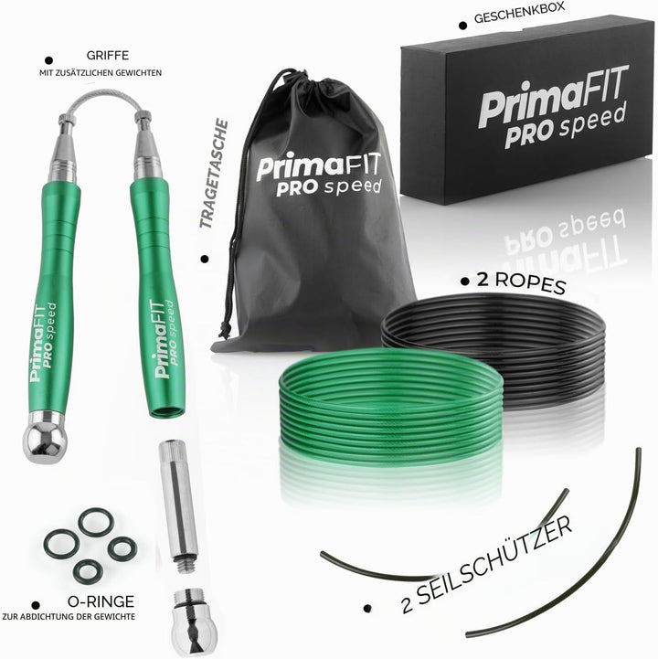 PrimaFIT Springseil Erwachsene Fitness Pro Speed Jump Rope 3m Seilspringen Verstellbar Mit Gewichten