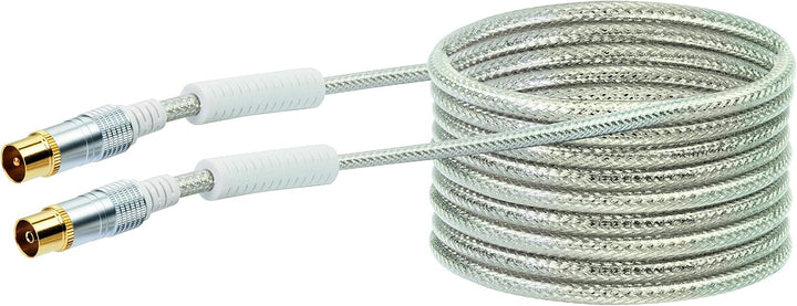 Schwaiger Premium Antennen Anschlusskabel 110 dB mit Ferritkern, 15,0m, transparent, IEC Stecker > I