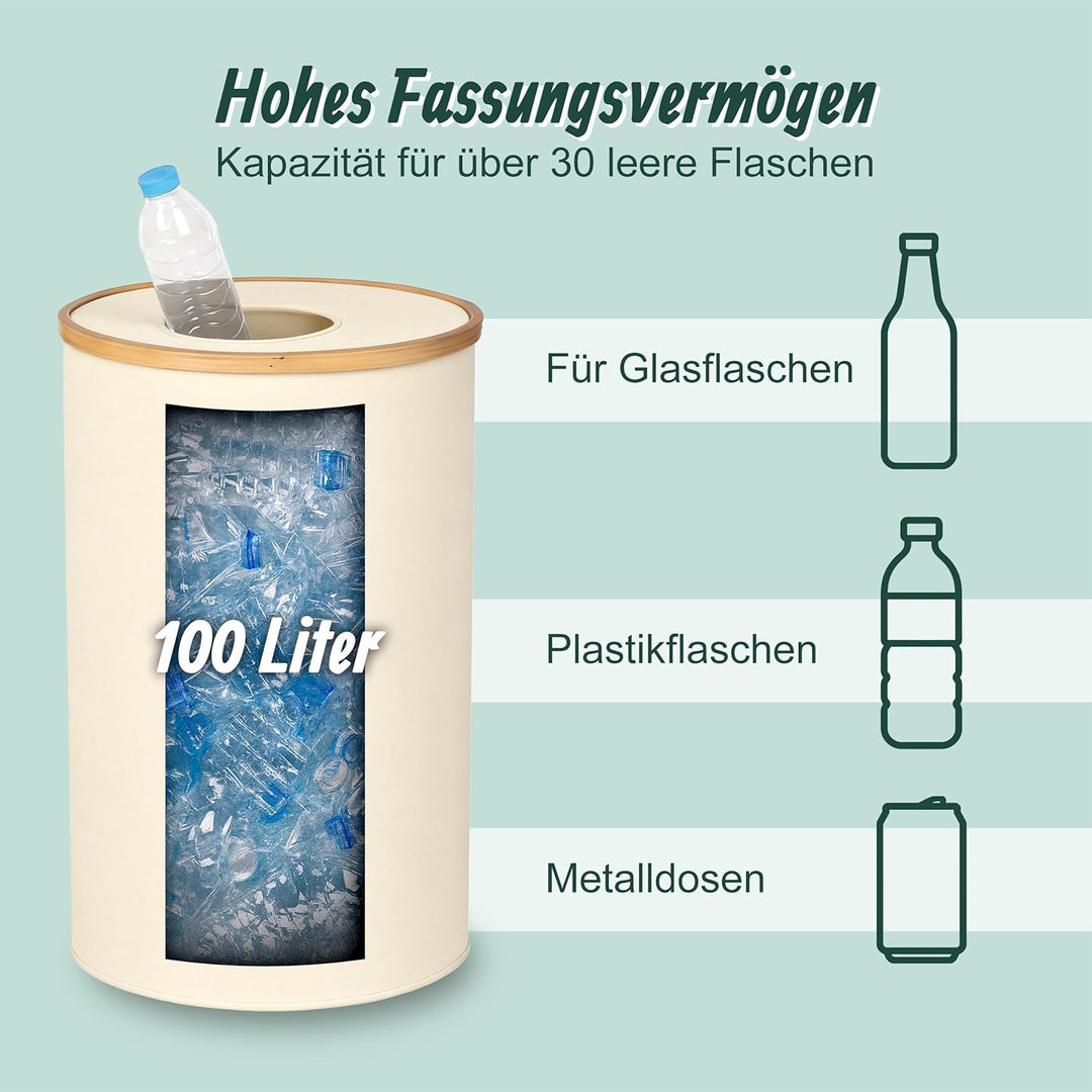 Relaxdays Pfandflaschen Sammelbehälter 100l, waschbarer Beutel, HD: 75x40 cm, Flaschensammler mit De