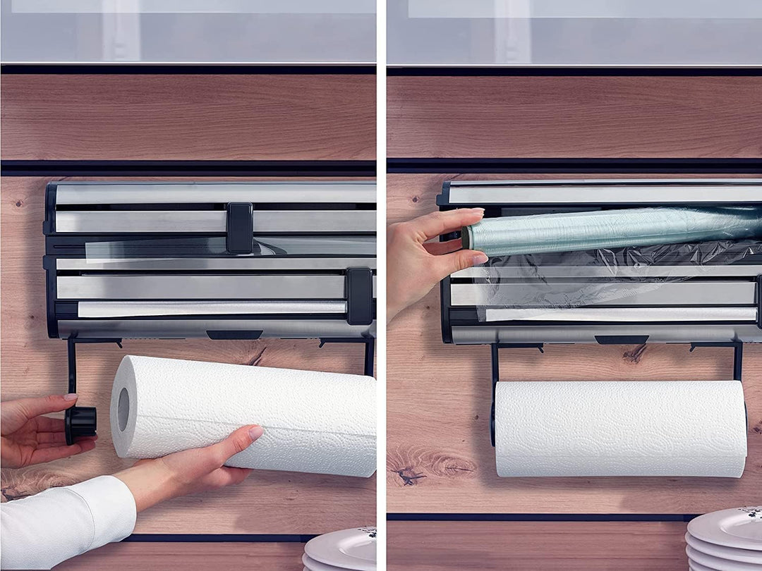 Leifheit Wandrollenhalter Parat Royal 2.0 für 3 Rollen, Küchenrollenhalter für glatte Schnittkanten,