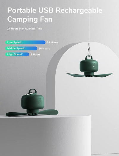 JISULIFE 8000mAh Camping Ventilator Batteriebetrieben, USB Wiederaufladbar mit Fernbedienung, Abnehm