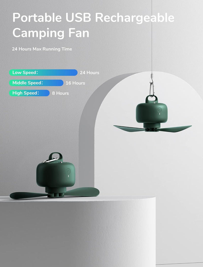 JISULIFE 8000mAh Camping Ventilator Batteriebetrieben, USB Wiederaufladbar mit Fernbedienung, Abnehm
