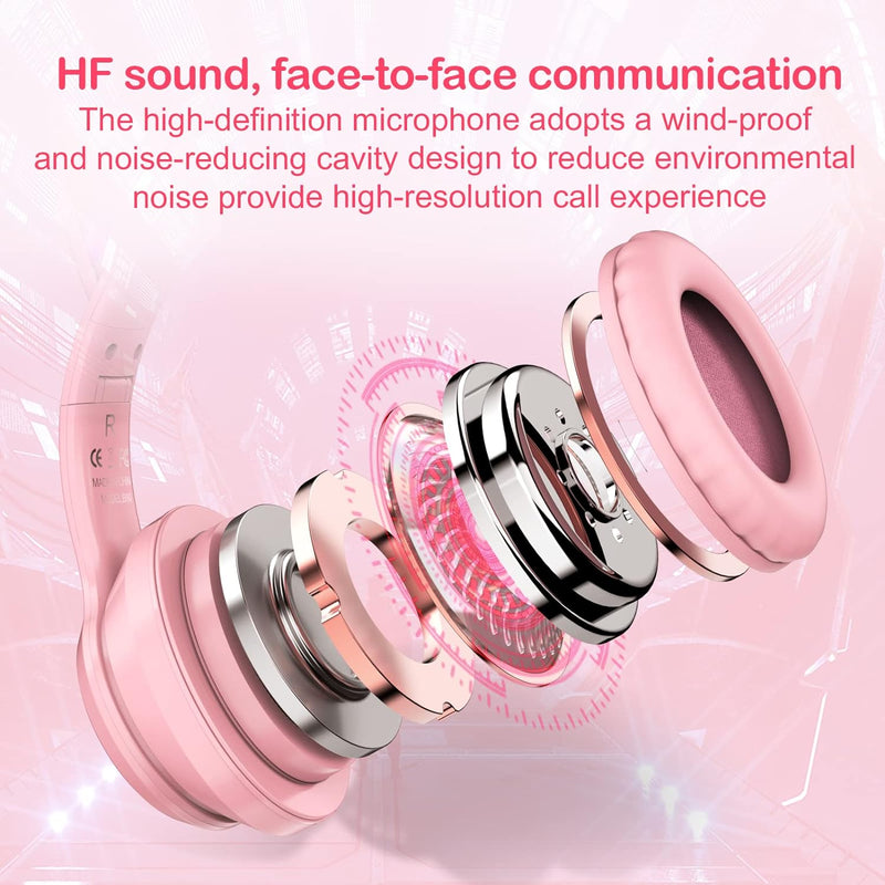 AJIJAR Bluetooth-Katzenohr-Kopfhörer Für Kinder, Faltbarer Kopfhörer Im Kabellosen Und Kabelgebunden