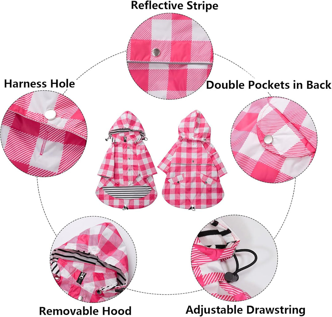 MOREZI Hunderegenmantel, mit Reissverschluss und reflektierenden Knöpfen, Regen-/wasserdicht, Verste