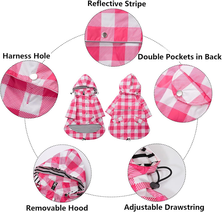 MOREZI Hunderegenmantel, mit Reissverschluss und reflektierenden Knöpfen, Regen-/wasserdicht, Verste