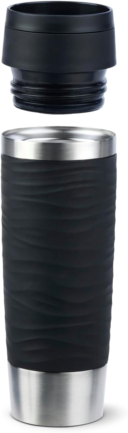 Emsa N20225 Travel Mug Wave Isolierbecher 0,5 Liter | neuer Komfort-Schraubverschluss | Edelstahl |