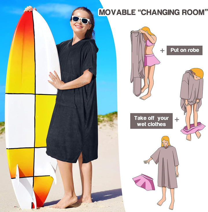Surf Poncho Hooded Changing Towels Quick Dry Beach Change Robe für Erwachsene Männer Frauen Wasserdi