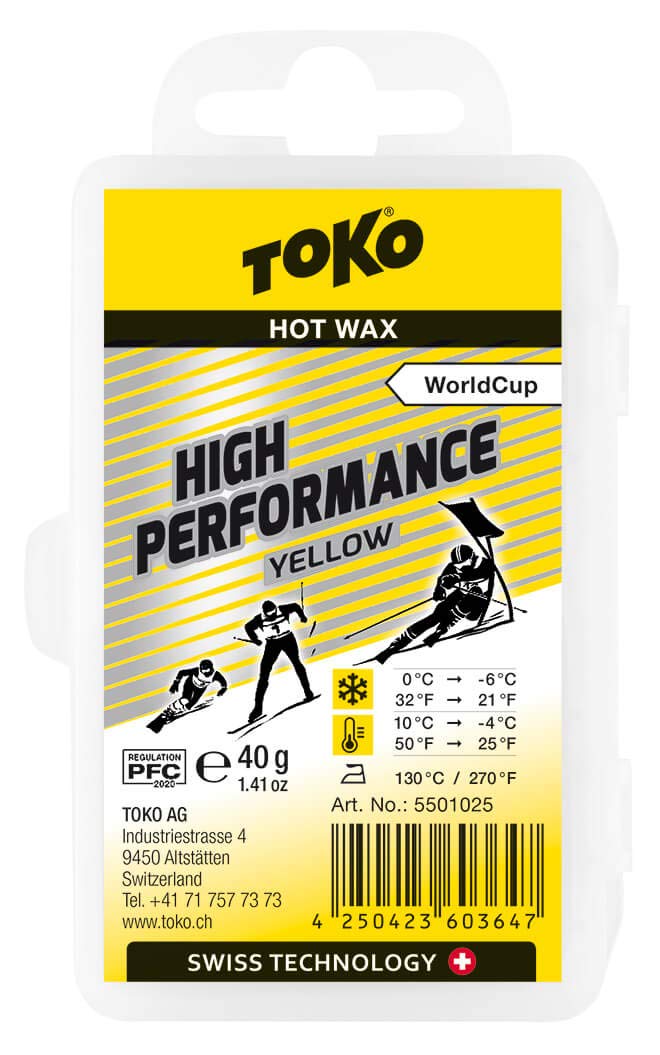 Toko Skiwachs High Performance yellow 0 °C -- -6 °C 40 g, yellow 0 °C -- -6 °C 40 g
