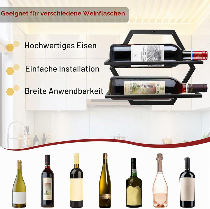Giyiprpi Metall Wandmontierter Weinhalter Stemware Glass Rack, 2Pcs Hängendes Glas Weinregal Wandbeh