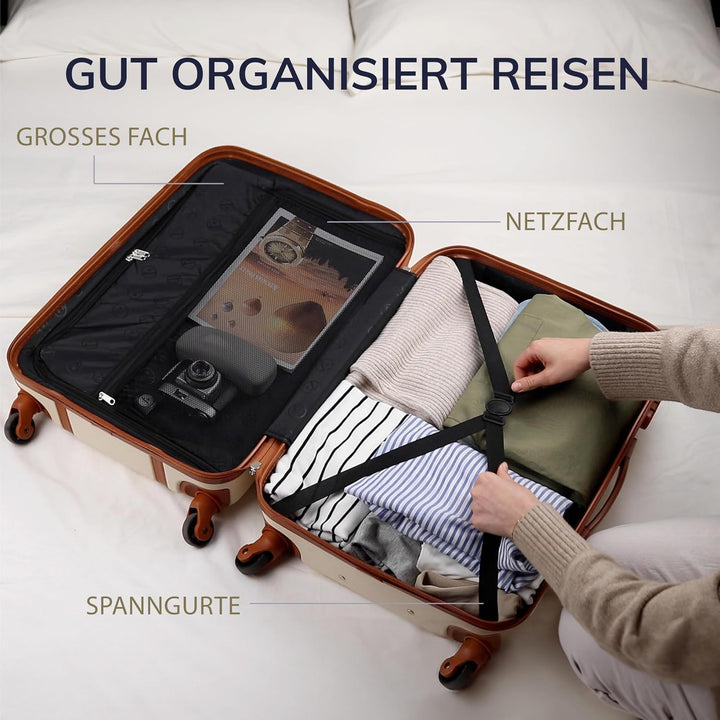 FERGÉ Kofferset Hartschale 3-teilig Milano Trolley-Set - Handgepäck 55 cm, L und XL 3er Set Hartscha