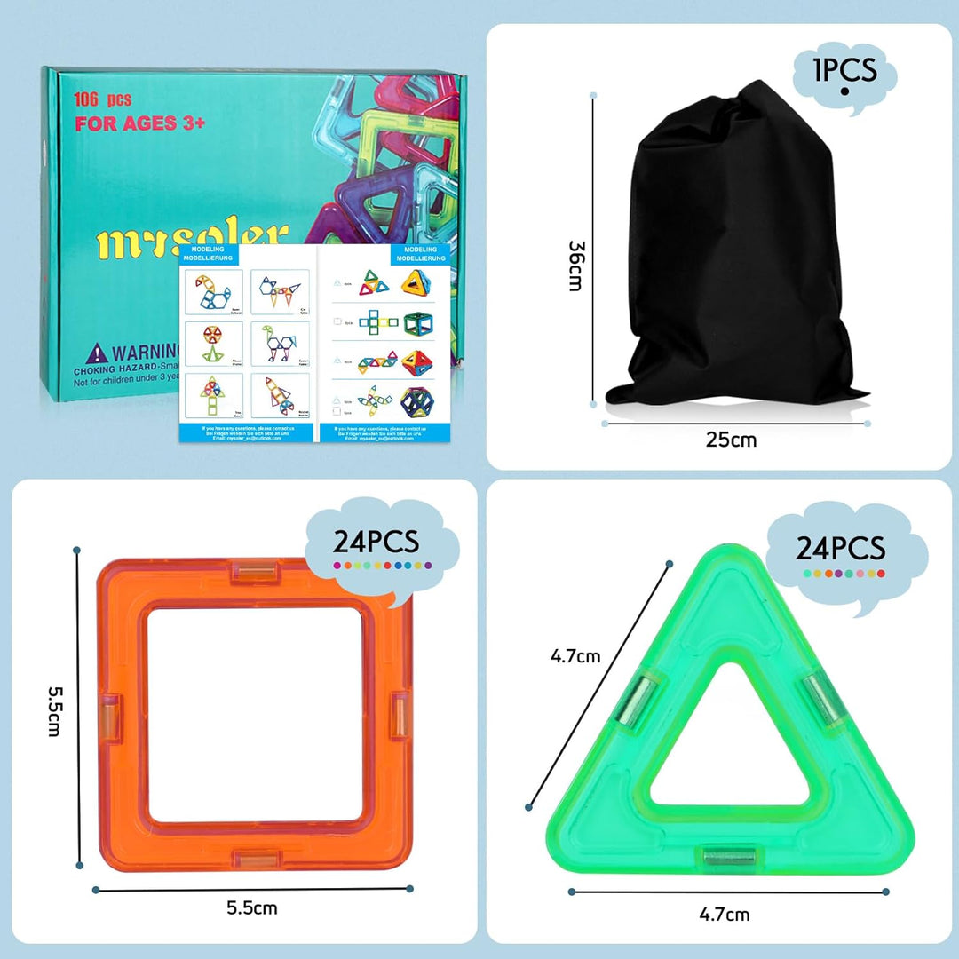 mysoler Magnetische Bausteine 48 Teile Magnet Spielzeug Kinder DIY Magnetspielzeug Magnet Spielzeug