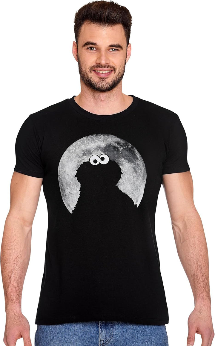 Elbenwald Sesamstrasse T-Shirt mit verschiedenen Motiven für Herren Damen Unisex Baumwolle schwarz S