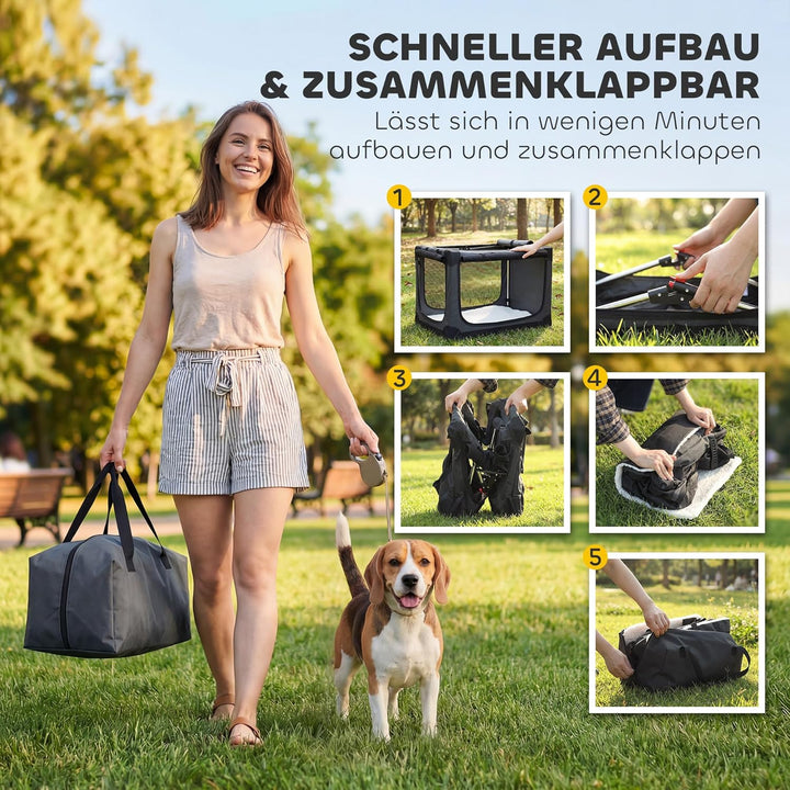 PawHut Hundebox faltbar 76x54x54cm Hundetransportbox mit Kissen abnehmbar waschbar Bezug atmungsakti