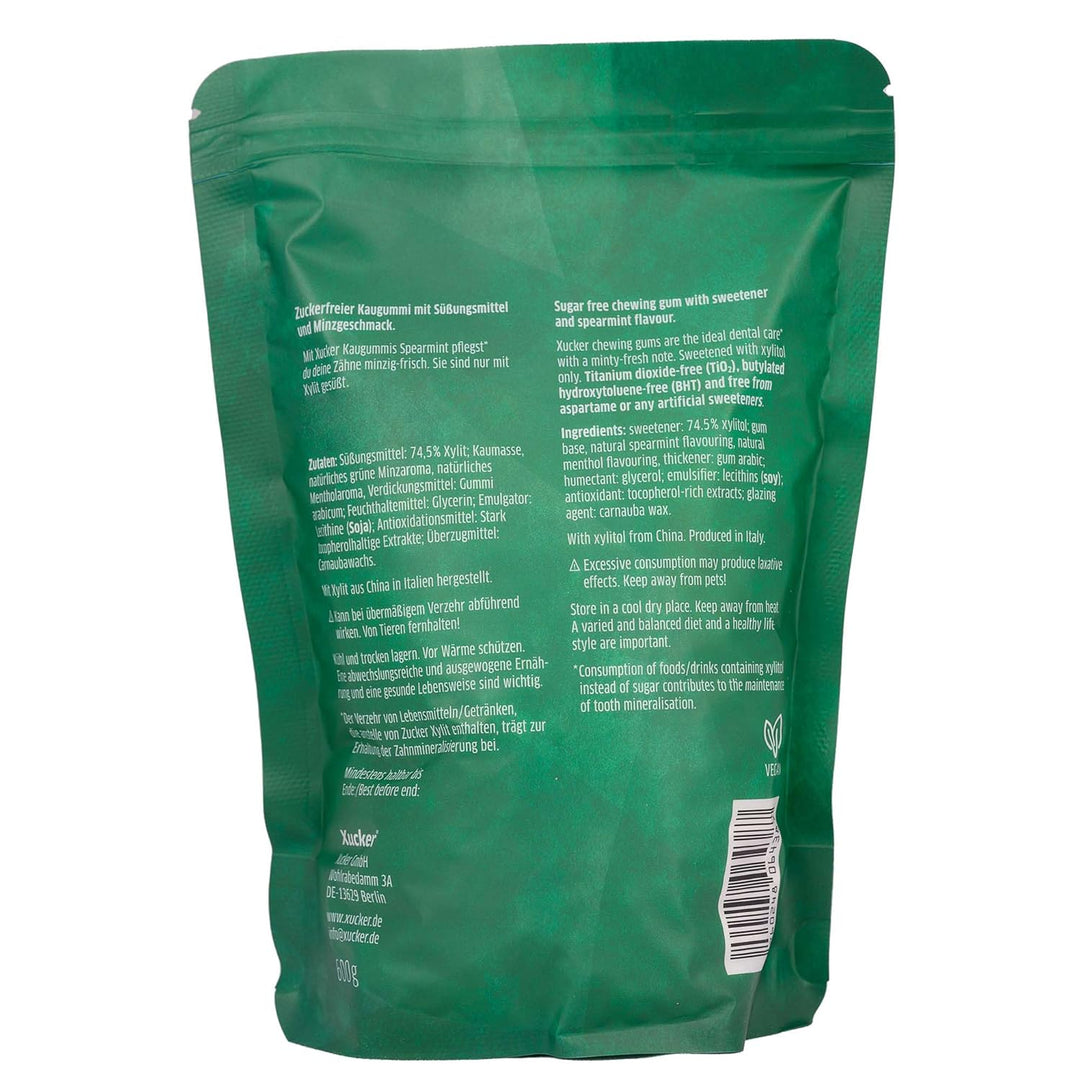 Xucker Zuckerfreie Zahnpflege Kaugummis Spearmint - Xylit Kaugummi zuckerfrei mit Spearmint Geschmac