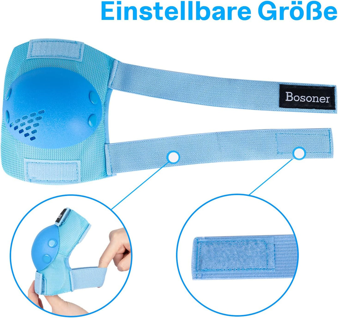 BOSONER Knieschoner Kinder Schoner Inliner Protektoren 6er Set Schützer Inliner Inline Skates Knie U