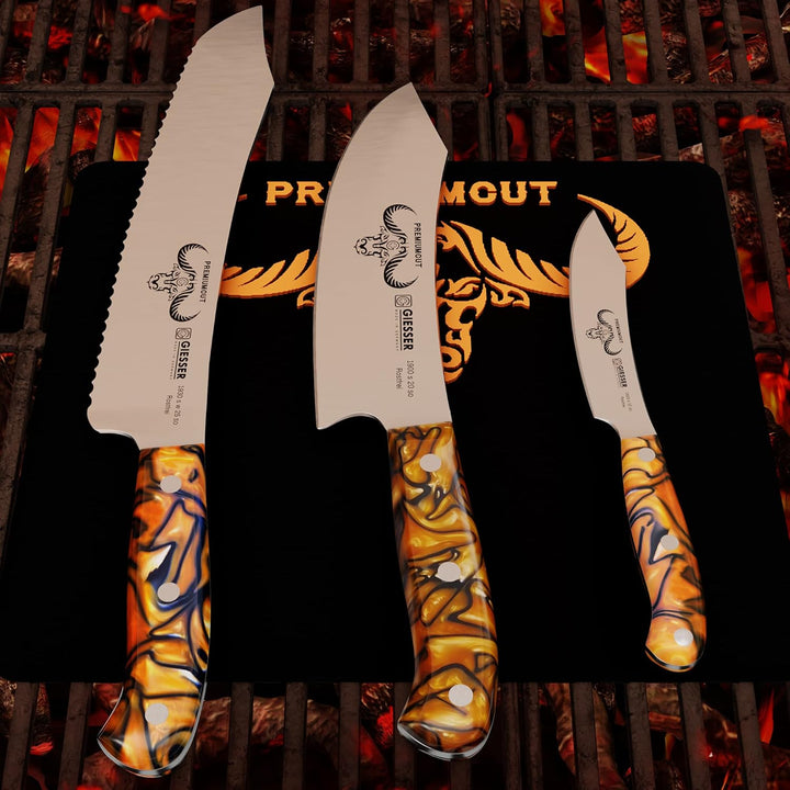 Giesser seit 1776 - Made in Germany - PremiumCut, Spicy Orange, Messerset 3 teilig, Kochmesser 20 cm