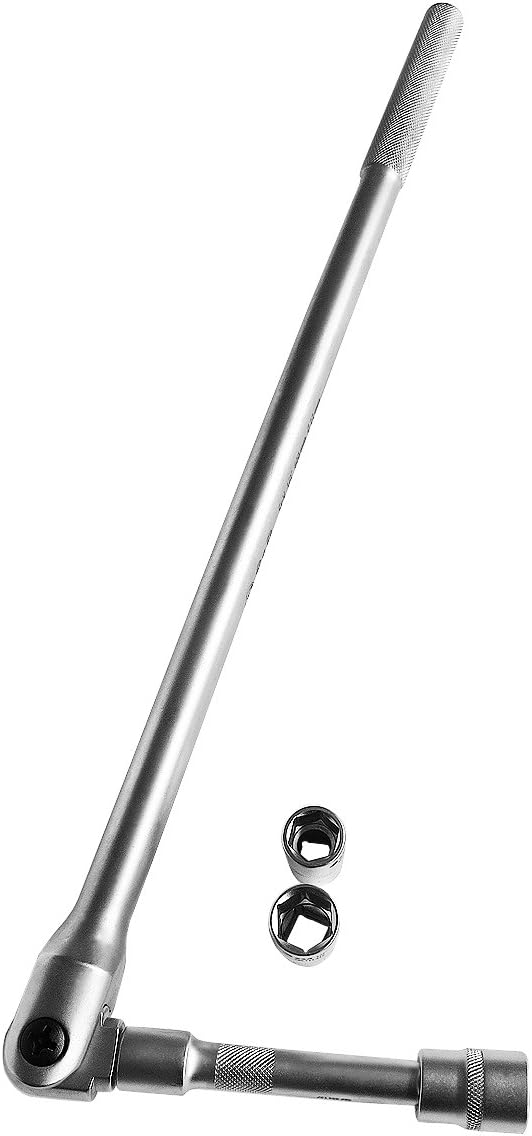 S&amp;R Gelenkgriff SET 1/2" 600 mm, Ø 16 mm, Steckgriff Verlängerung 125 mm und Einsätze Nüsse 17mm, 19