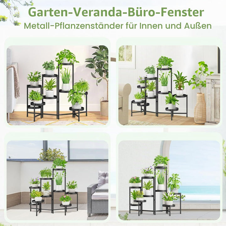 iDavosic.ly Pflanzenständer Metall mit 9 Etagen, Blumenständer Pflanzenregal Blumenregal Indoor Outd