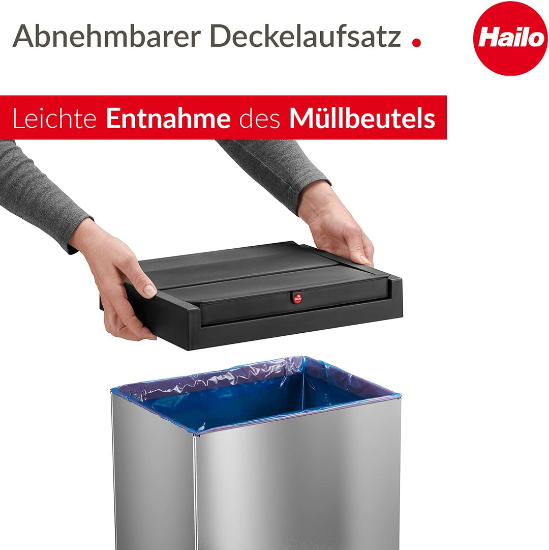 Hailo Big-Box Swing L Mülleimer - 1 x 35 Liter - selbstschliessender Schwingdeckel - Stahlblech - Mü