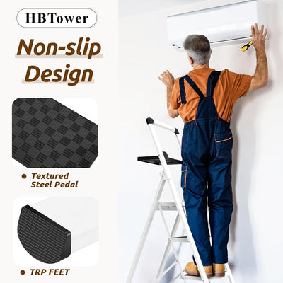 HBTower Trittleiter 5 Stufen Klappbar, Leiter 5 Stufen,stufenleiter,Leiter mit breitem Anti-Rutsch-P