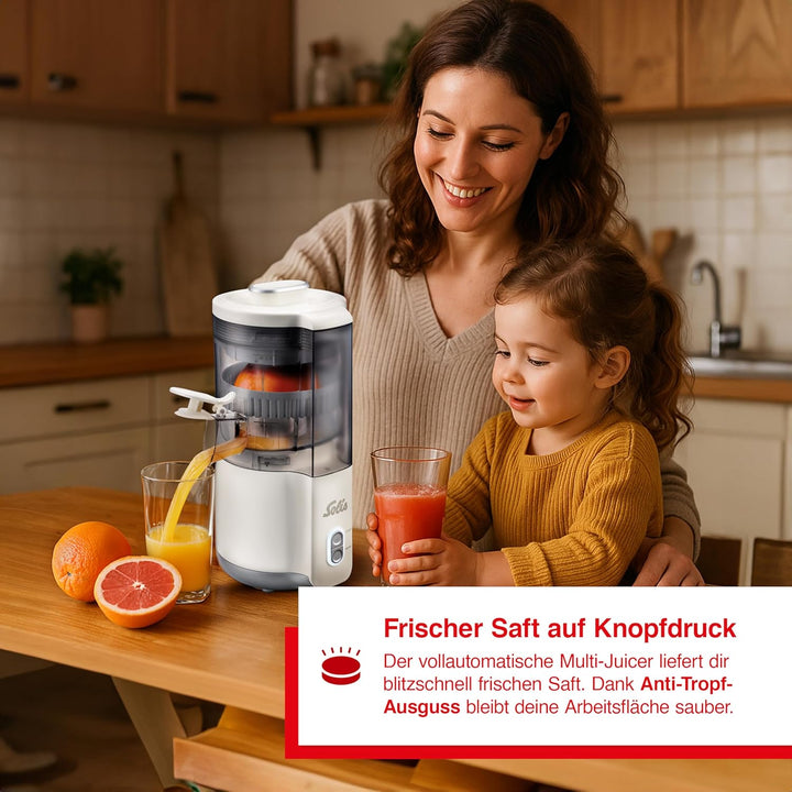 Solis Multi-Juicer – elektrischer Entsafter für Zitrusfrüchte, Äpfel & Melonen – automatische Saftpr