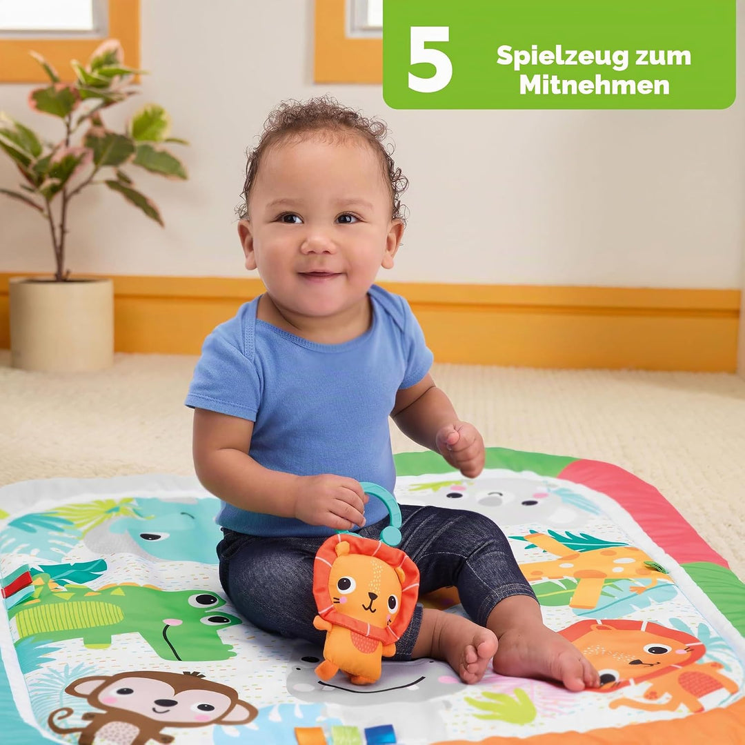 Bright Starts Wild Wiggles Jungle Jubilee FoldAway Aktivitätsspielzeug für Neugeborene und ältere Ki