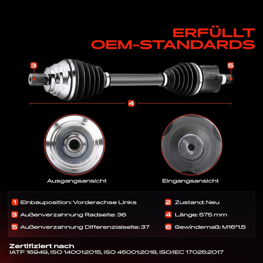 Frankberg Antriebswelle Vorne Links Kompatibel mit Superb III 3V3 3V5 2015-Heute P.a.s.s.a.t 3G2 CB2