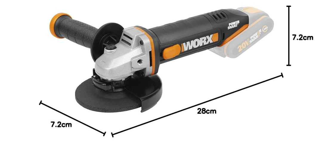 WORX WX803.9 Akku-Winkelschleifer 20V – leistungsstarker Winkelschleifer mit 125mm Scheibendurchmess